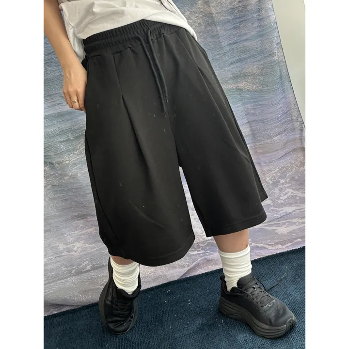 [UNISEX/기획특가/소장추천!/3size!]사이드 폴드 핀턱 포인트 루즈 와이드 벌룬 버뮤다 하프 트레이닝 팬츠(2color) 상세 이미지 7