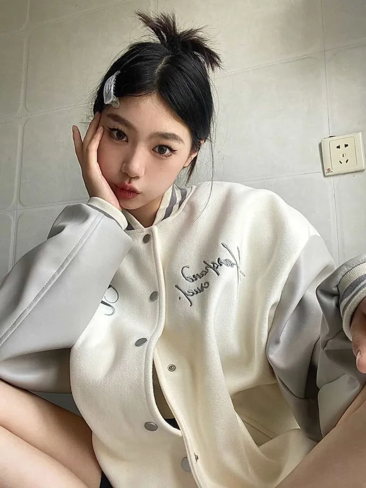 레더소매 스트릿 야구점퍼/M~2XL(40~87)KG/COLOR화이트/LBB1089 상세 이미지 3