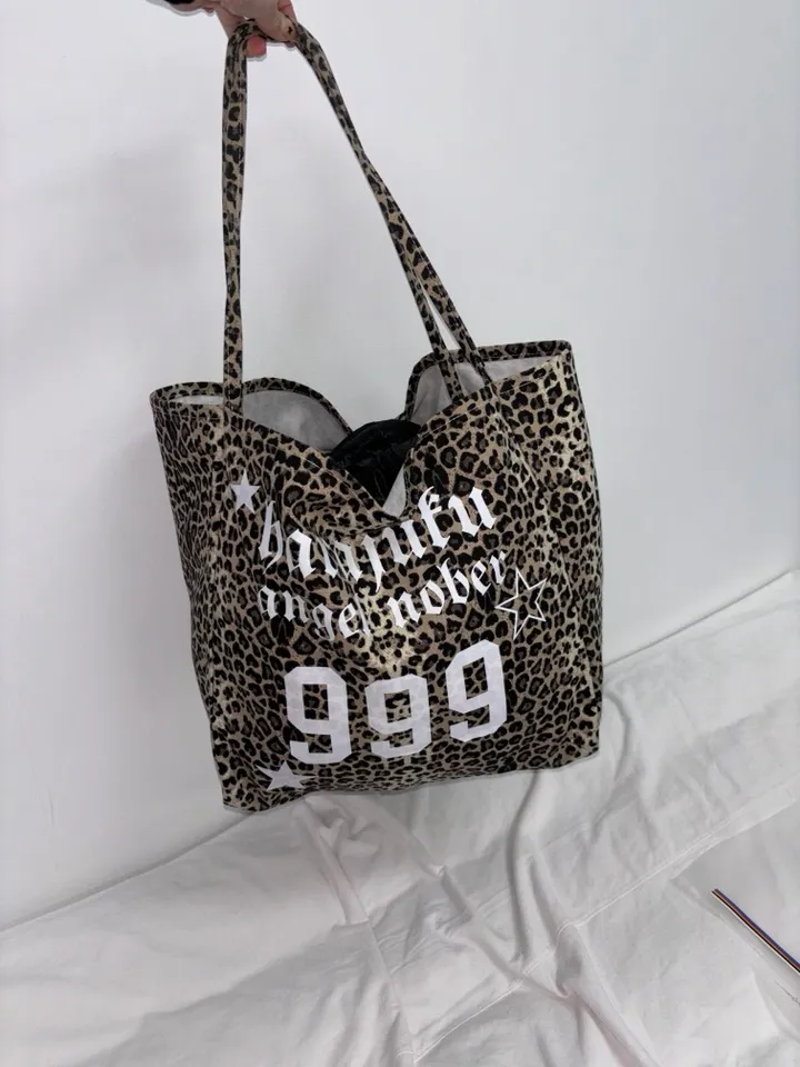 MADE / Harajuku Angel Big Bag / Y2K 갸루 빈티지 레오파드 보부상가방 레터링백 숄더백 빅백 헬스가방 여행가방 상세 이미지 11