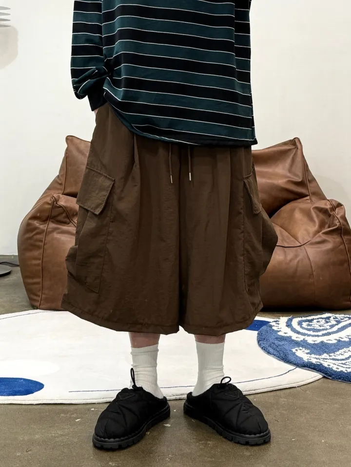 (누적 1000장)(4COLOR) 빅포켓 나일론 8부 카고팬츠 (카고반바지, 여름반바지, 8부팬츠, 와이드반바지, 카고하프팬츠, 나일론팬츠) 상세 이미지 34