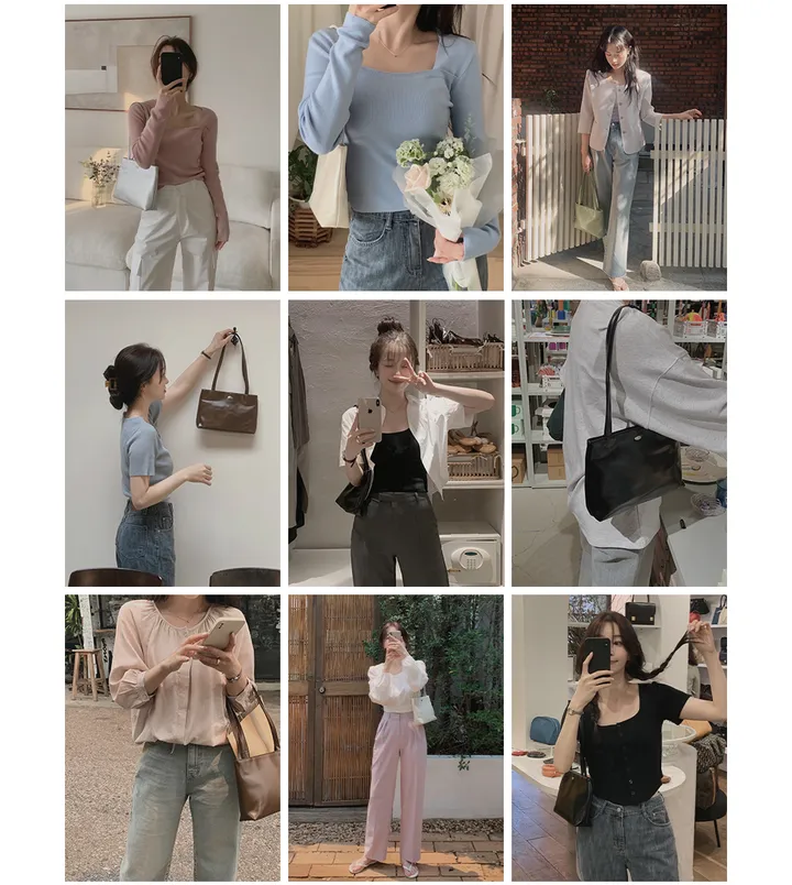 [🤎데일리/가벼움] #LENTO. Bazil Everyday bag  - 5 color (SLOWMADE/자체제작/비건레더/플레인/실버백/글로시) 상세 이미지 5