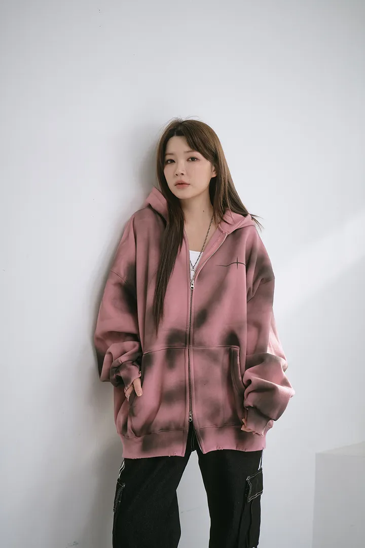 [UNISEX] 빈티지 워싱 더티 투웨이 후드집업 크롭 워싱  피그먼트 오버핏  핸드워머  커플룩 스트릿룩 빈티지룩 남여공용 유니섹스 크롭집업  빅사이즈 유니크 봄신상신상 물나염 상세 이미지 38