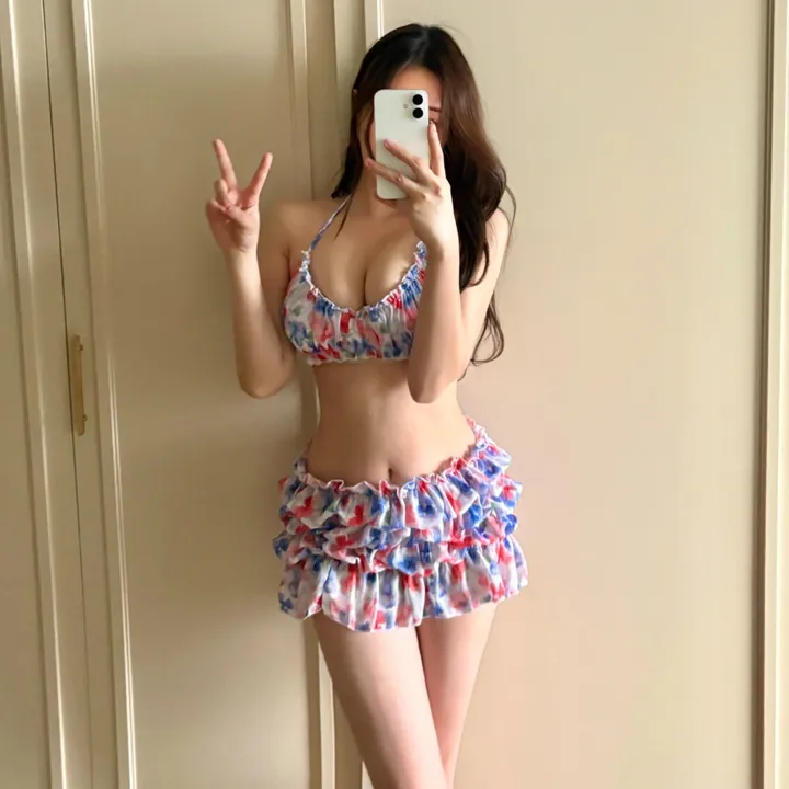 (M-XL) 캉캉비키니 주름 탱키니 쓰리피스비키니 스커트비키니 상세 이미지 9