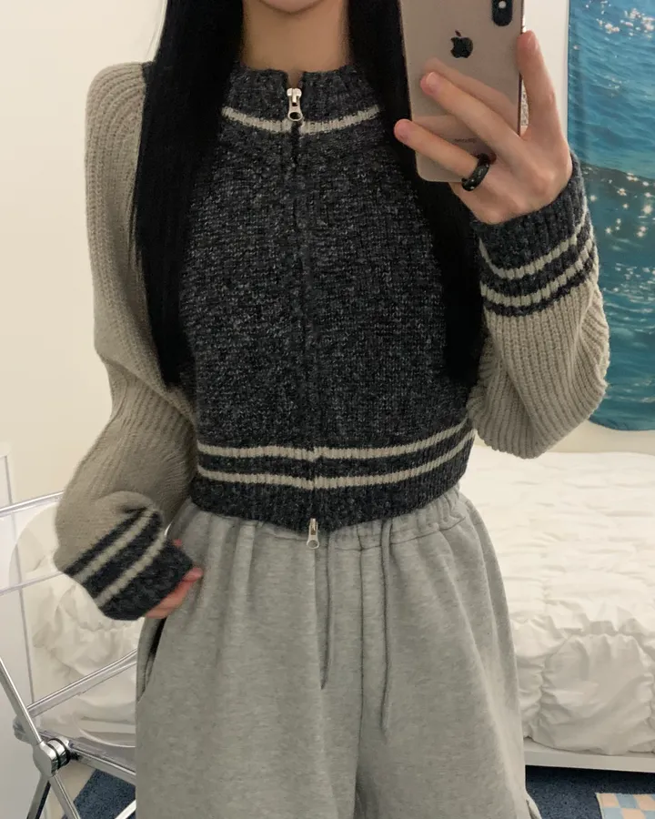 bori two way raglan crop Knit zip-up (3color) 상세 이미지 13