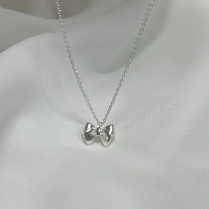 [925silver] 심플 리본 목걸이 상세 이미지 1