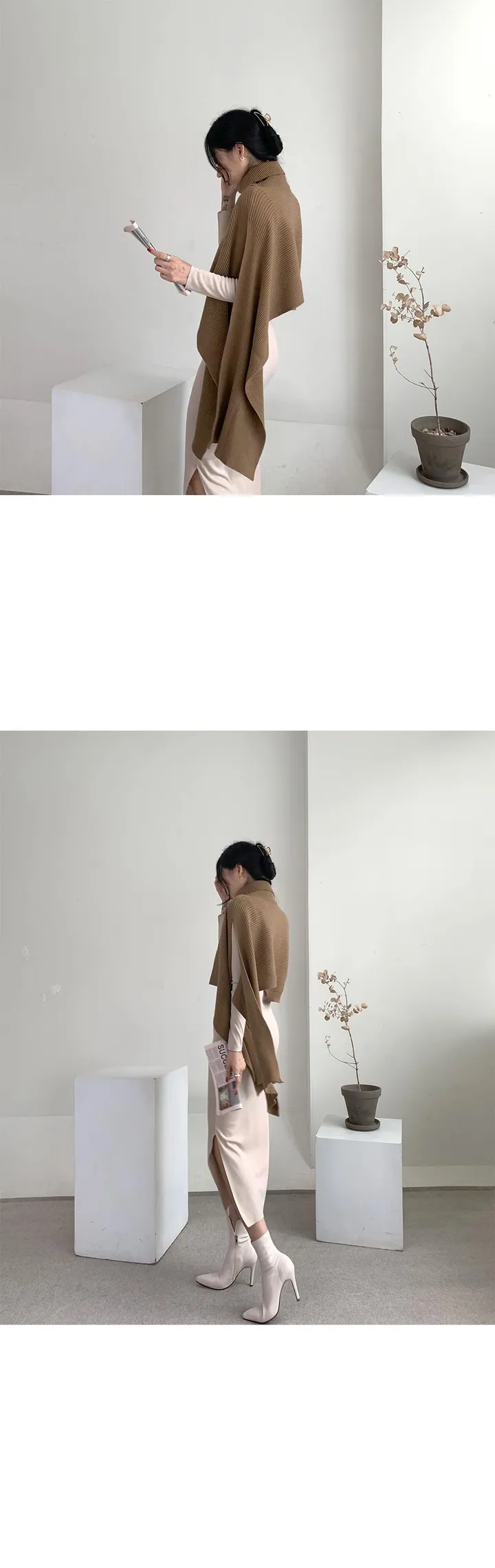[여신핏/연말룩제격]miu 울 케이프 터틀넥니트 상세 이미지 6