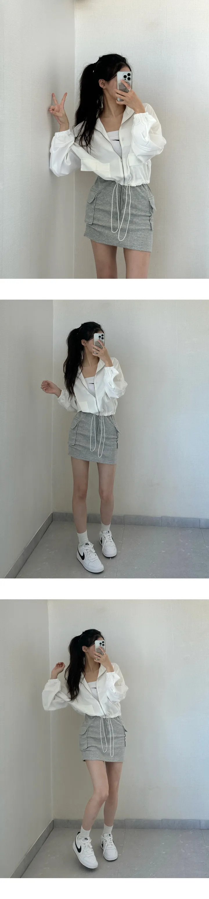 ㅣ당일출고ㅣ최저가ㅣy2k 힙카고 끈조절 크롭 바람막이  숏 점퍼 자켓 상세 이미지 16