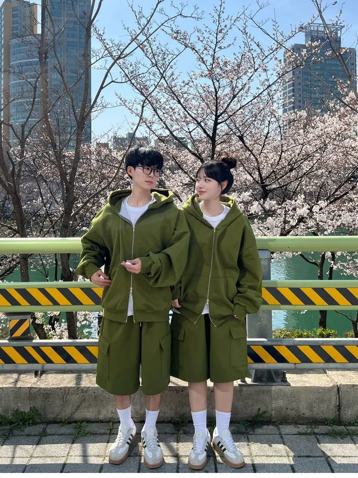 🌼당일출고🌼💗2000장 돌파💗[고퀄 핏대박/7Color/신상] 빅사이즈 투웨이 후드집업 카고 버뮤다 팬츠 트레이닝 세트 커플룩 시밀러룩 오버핏 꾸안꾸 트레이닝복 상세 이미지 27
