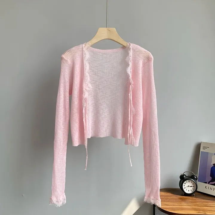 당일출고💗 여리핏 시스루 물결 리본 가디건 (5COLOR) 상세 이미지 4