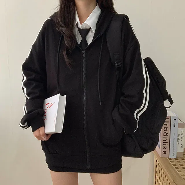 (◞˃ᆺ˂)◞💖[박시핏!/5컬러] 꾸안꾸강추 핏 예쁜 오버핏 심플 베이직 라인 두줄 포인트 기본 후드집업 상세 이미지 15
