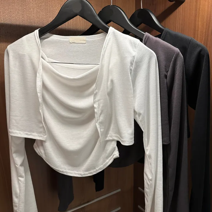 [글램여리/여신룩] 나시 가디건 SET 드레이프 셔링 나시 굴림 크롭 봄신상 봄가디건 (3color) 상세 이미지 9