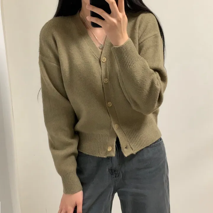 [7컬러/도톰해요!] 촘촘한 짜임의 데일리 브이넥 니트 가디건 상세 이미지 35
