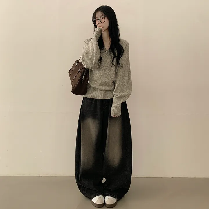 [얇은봄VER/리얼인생핏!] 여리여리~ 베이직 브이넥 나그랑 루즈핏 긴팔 봄니트 상세 이미지 26
