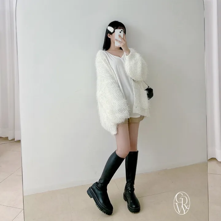 [단독생산] 털빠짐 없는 남친핏 솔잎 퍼 가디건 2 COLORS 상세 이미지 13