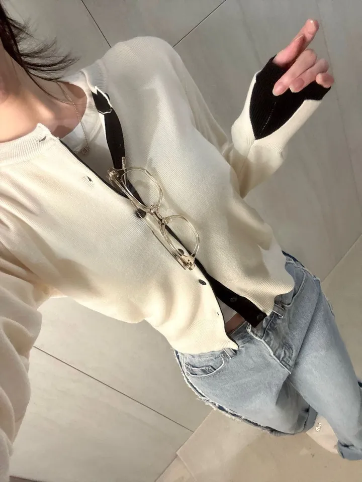 3color) 배색 포인트 소매절개 가디건 *배색가디건, 니트가디건 상세 이미지 3