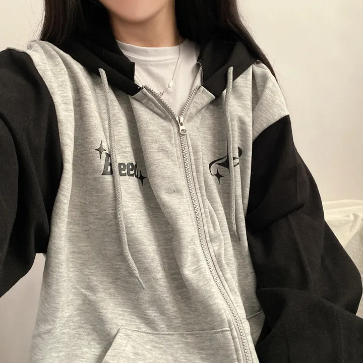 봄가을*[예쁜/스트릿!] 찰떡오버핏, 블리드 배색 투웨이 후드집업 3color 상세 이미지 21