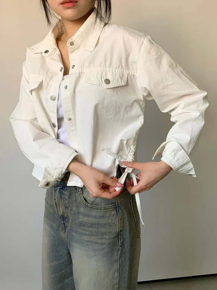버튼 사이드 셔링 스트링 셔츠 자켓 상세 이미지 9