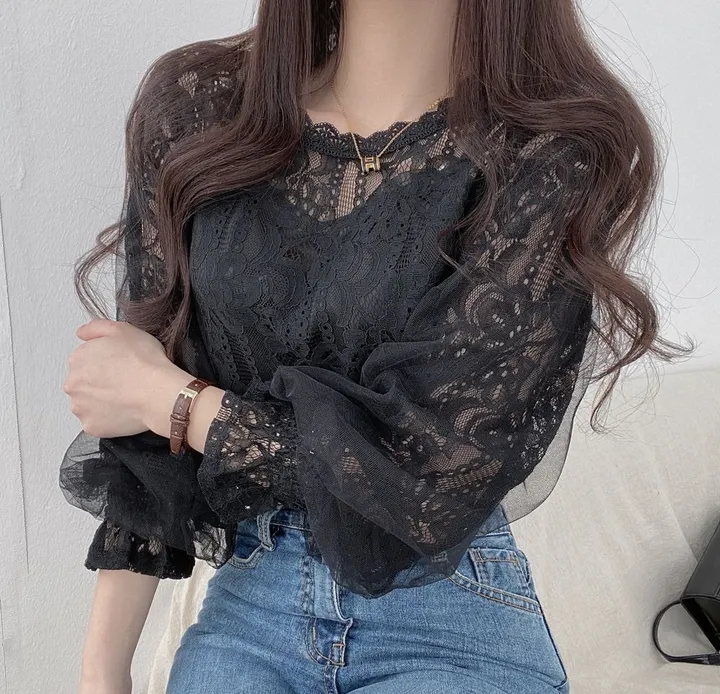 안감있는, 세젤예 레이스 시스루블라우스 4color 상세 이미지 12