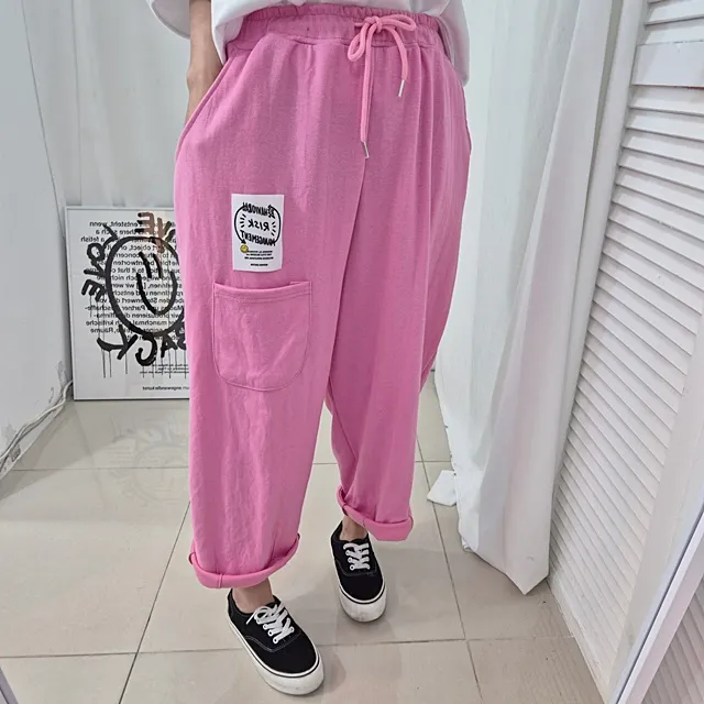 [4COLOR] 스마일 패치 밴딩 배기팬츠 상세 이미지 3