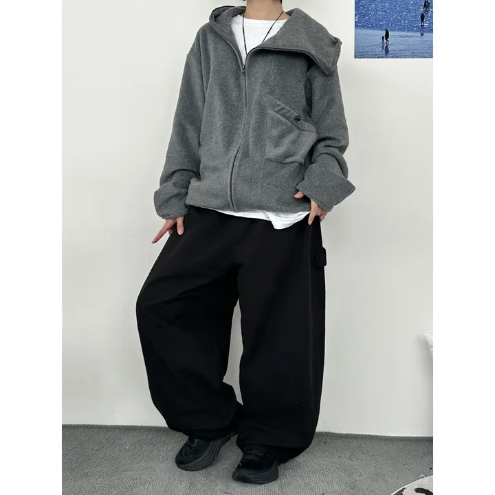 [UNISEX]히든 더 플리스 후리스 바라클라바 후드 포켓 스트링 포인트 집업(3color/3-5일 여유주문) 상세 이미지 9