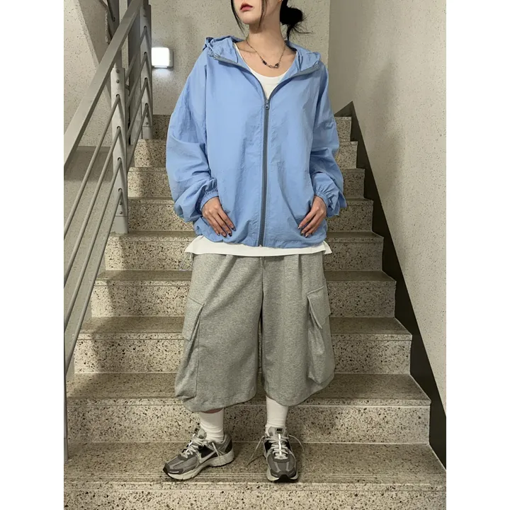 [UNISEX]마일드 루즈 스트링 빅 포켓 카고 버뮤다 드레이닝 와이드 트레이닝 팬츠(3color) 상세 이미지 5