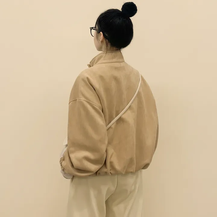 [아방핏!/부드러움] 스웨이드 하이넥 크롭 벌룬 숏자켓 점퍼 상세 이미지 13