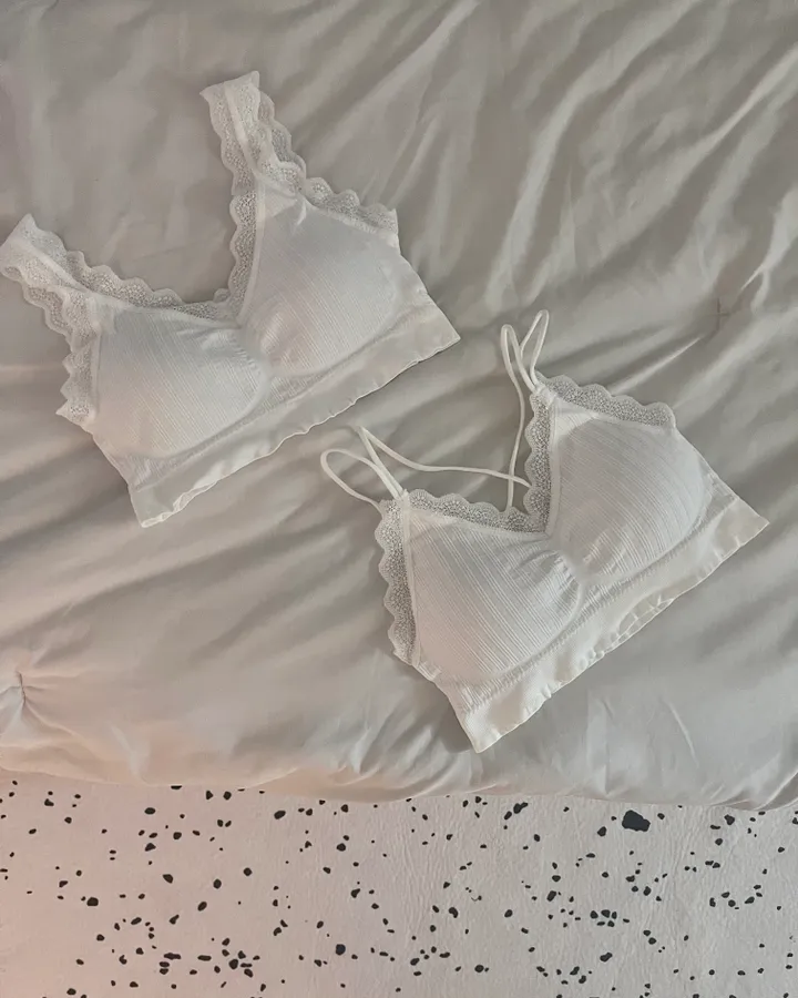 [중독주의/미친편안함] 러블리 편한 팬티단품 노와이어 빅사이즈 프릴 레이스 두줄끈 볼륨 브라 브라탑 브라렛세트 여성 속옷세트 상세 이미지 16