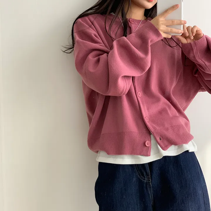 [ 데일리/무려~12컬러 ] 가을 겨울 포포 도톰 라운드 가디건 상세 이미지 1
