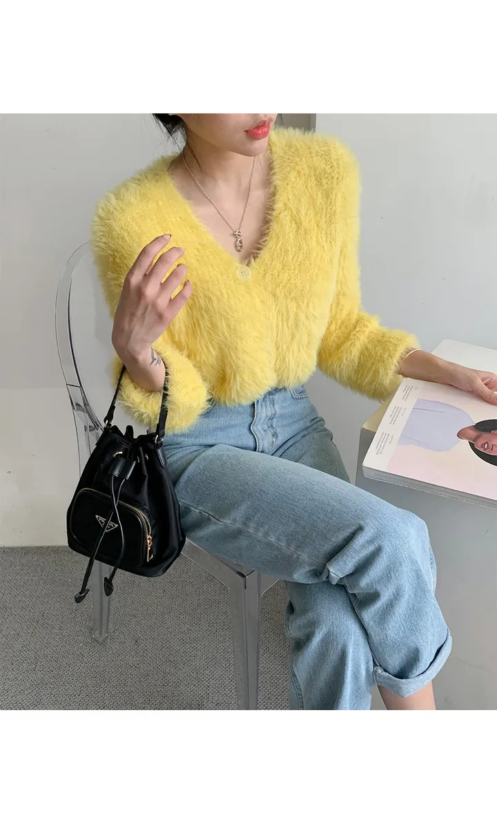 (촉감 굿~! 올해도 대박) 앙리 크롭 퍼가디건 상세 이미지 13