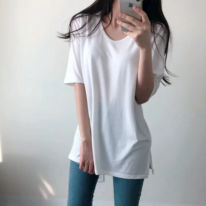 (국내제작 부드러움) 찰랑 데일리 기본 반팔 티셔츠 상세 이미지 6