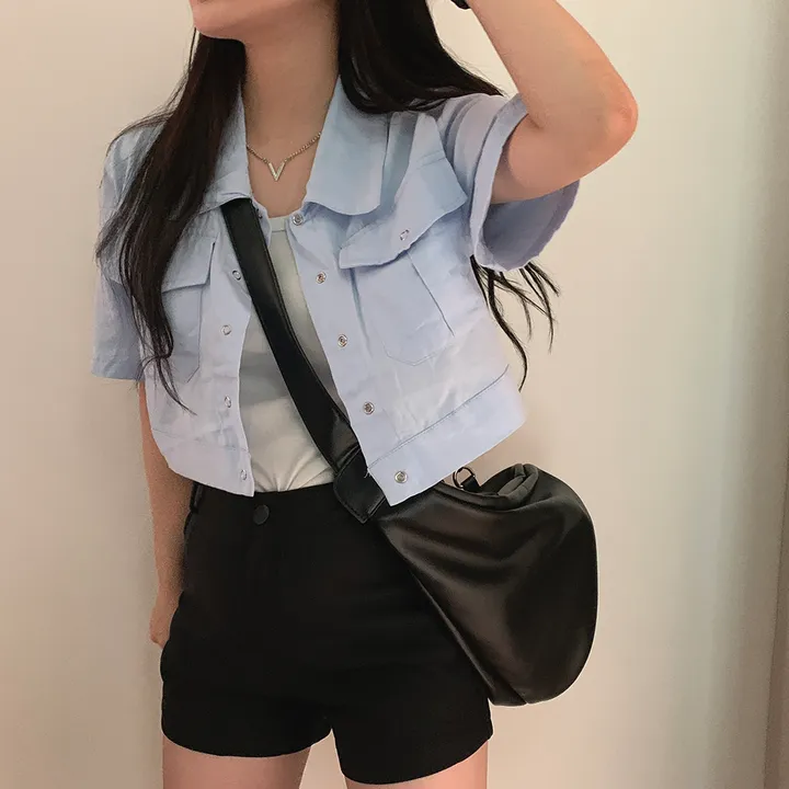 [여름*.*/핏보장🤍] 아몬드 야상 크롭 반팔 자켓 상세 이미지 5