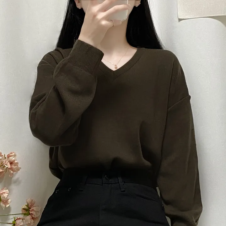 [1000장돌파💛/니트맛집/] V넥 베이직 기본 니트 10color 상세 이미지 49