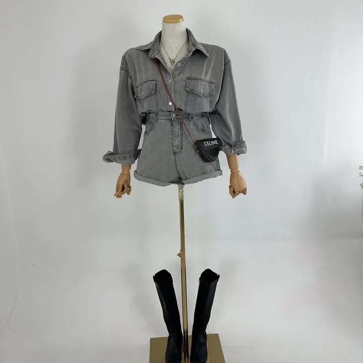 [하이틴/캐주얼/데일리/청청코디/세트가격💕] 루즈핏 포켓 워싱 데님 또또 셔츠 남방 자켓 + 하이 뒷밴딩 데님 숏반바지 팬츠 SET (2COLOR) 상세 이미지 7