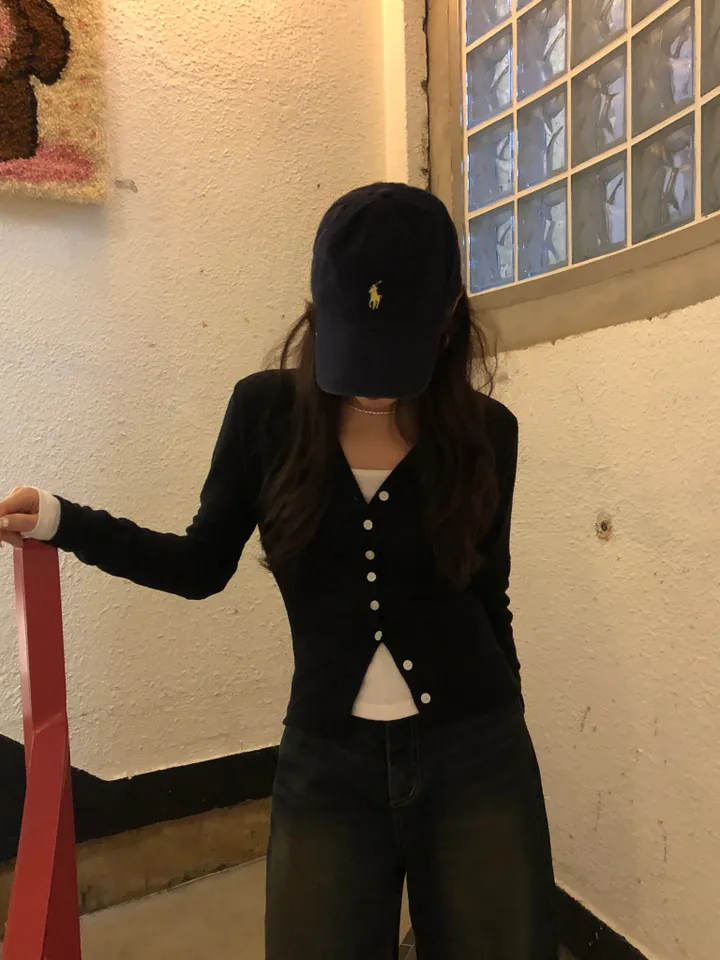 레이디 슬림 버튼 골지 가디건 상세 이미지 7