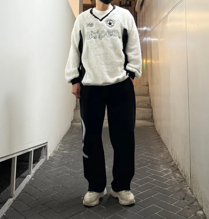 [1+1할인]덤블 양털 밍크 후리스 자수 패치 블록코어 스트링 오버핏 브이넥 아노락 맨투맨 상세 이미지 120