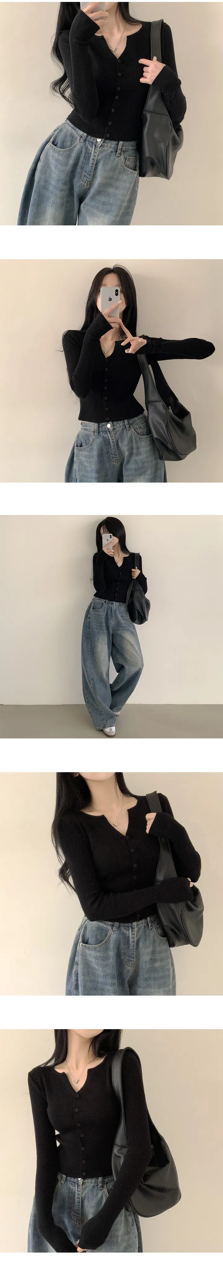 [말라보이는~/부드러워요] 기분 좋은 핏감, 골지 슬림핏 크롭 긴팔 니트가디건 (8color) 상세 이미지 11