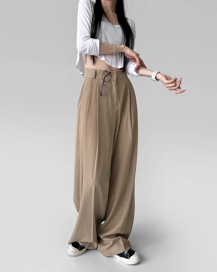[4계절템/숏,롱/~2XL] 올리브유 메가 통 와이드 더블 핀턱 사계절 슬랙스 상세 이미지 46