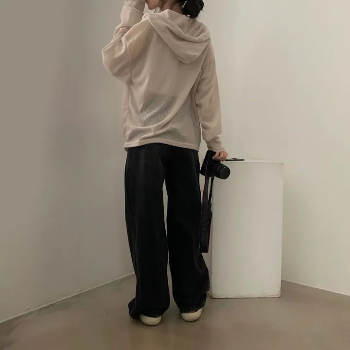 [여름아우터!/은은한비침] 한여름까지 필요한 투웨이 시스루 니트 후드집업,점퍼 - 5color 상세 이미지 24