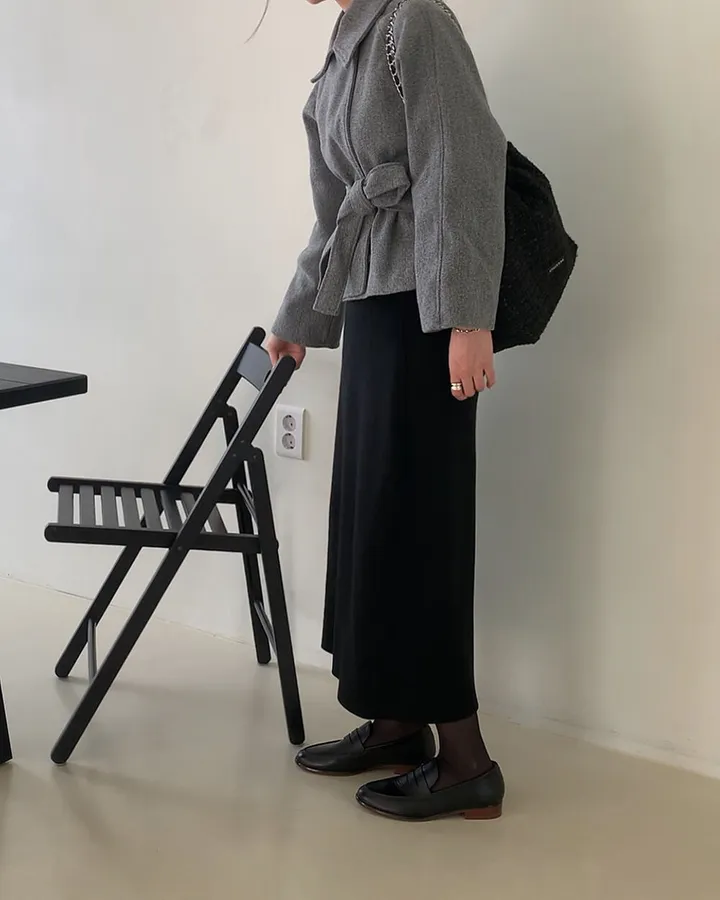 일리 가을 겨울 카라 벨트 모직 숏 자켓 숏코트 상세 이미지 7