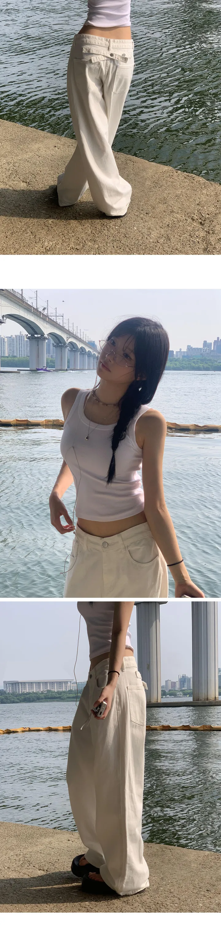 [꼭소장/모델극찬🖤/재진행] 요물팬츠 3버튼 조절 세미 와이드 팬츠 - 2color 상세 이미지 5