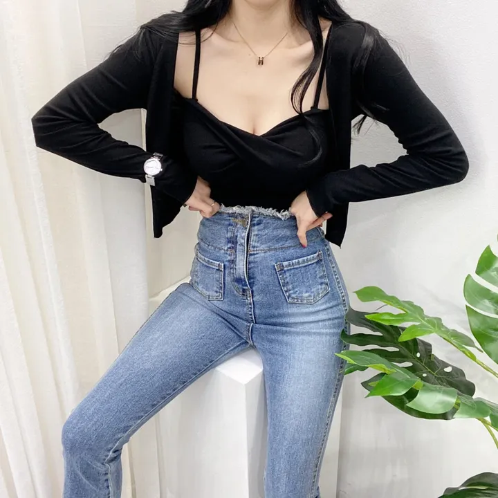 🚀당일발송🚀[몸매보정/글램룩] 봄 여름 가을 알프 숏 꽈베기 나시 가디건 세트 상세 이미지 44