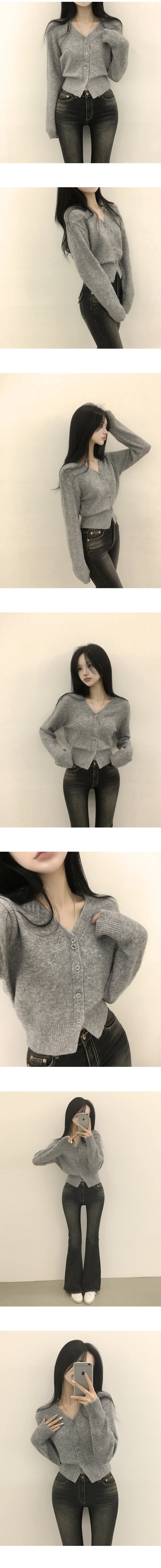 [고퀄,캐시울🤍/색감맛집] 허리잘록~ 여리핏, 부드러운 캐시 울 브이넥 크롭 니트가디건 (9color) 상세 이미지 9