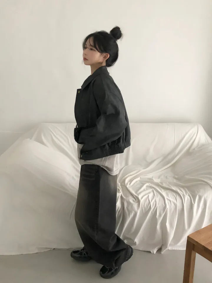 [고급레더!핏보장🤎]매트 무광 오버핏 가죽 레더 스웨이드 블루종 자켓 점퍼 2color 상세 이미지 30