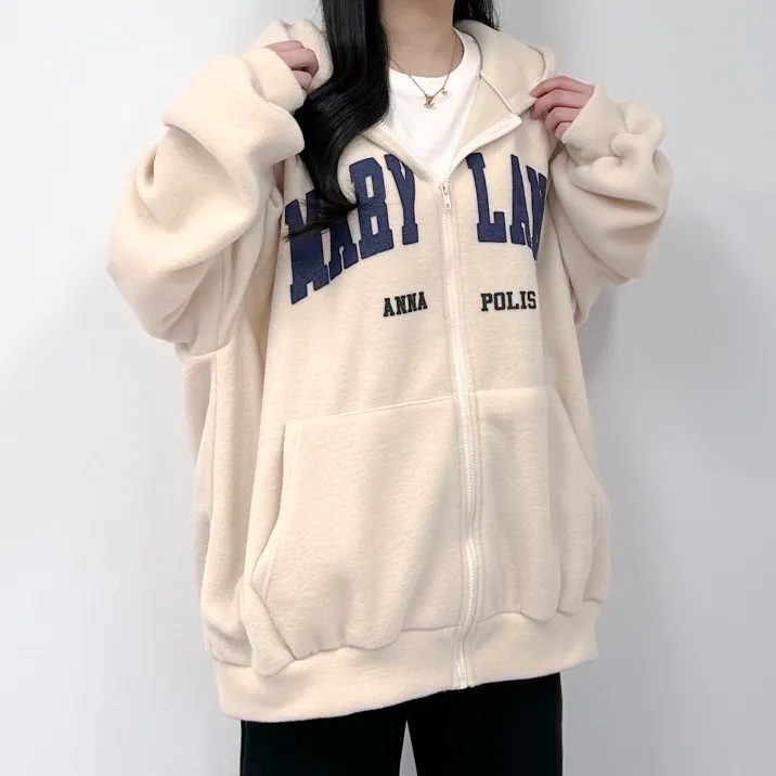 [후드집업/아노락ver 선택] 후리스 플리스 레터링 오버핏 루즈핏 반집업 집업 아우터 겨울 반집업후리스 후드집업후리스 아노락후리스 후리스후드집업 후리스아노락 오버핏후리스 상세 이미지 24