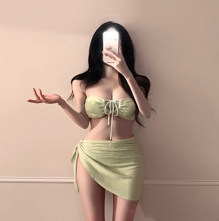 [최저가!!/핏보장/6col] 홀터넥 리본 X끈 4way 섹시 글램 스트랩 셔링 커버업 랩 스커트 치마 비키니 수영복 세트 비치웨어 휴양지룩 청순 여리 분위기 슬림핏 쓰리피스 상세 이미지 11