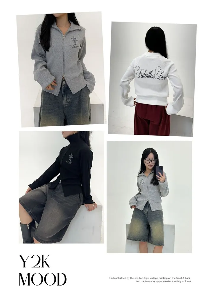 [말라핏/허리잘록] 세인트 골지 투웨이 집업 - 3color 상세 이미지 4