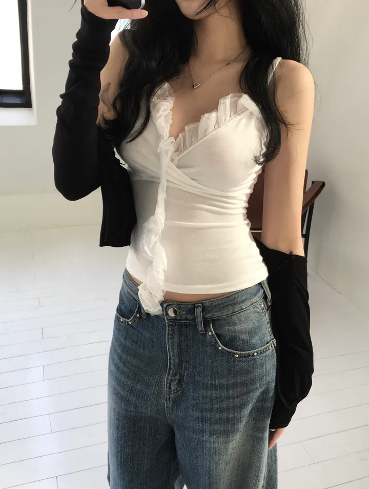 [*feminine🤍] 로제 레이스 랩 나시 lace sv - 3 color 상세 이미지 28