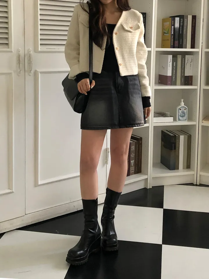 원스 워싱 데님 미니 스커트 상세 이미지 9