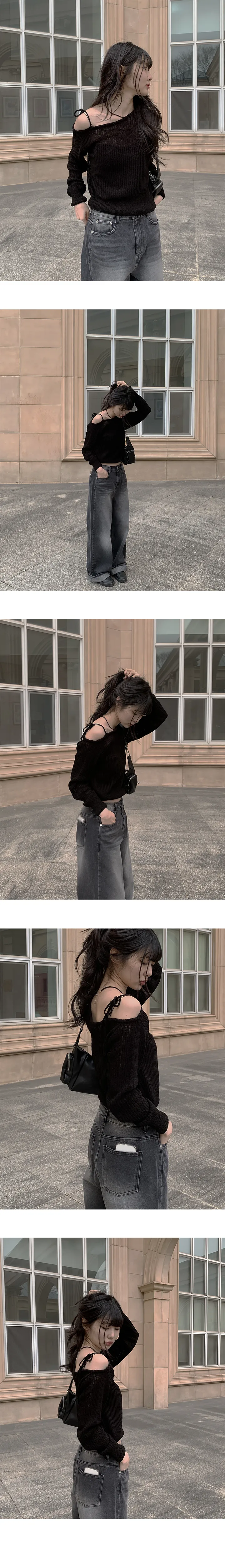 [특가세일🖤]디쥬 원숄더 오프 리본 부클 니트 (2color) 상세 이미지 12