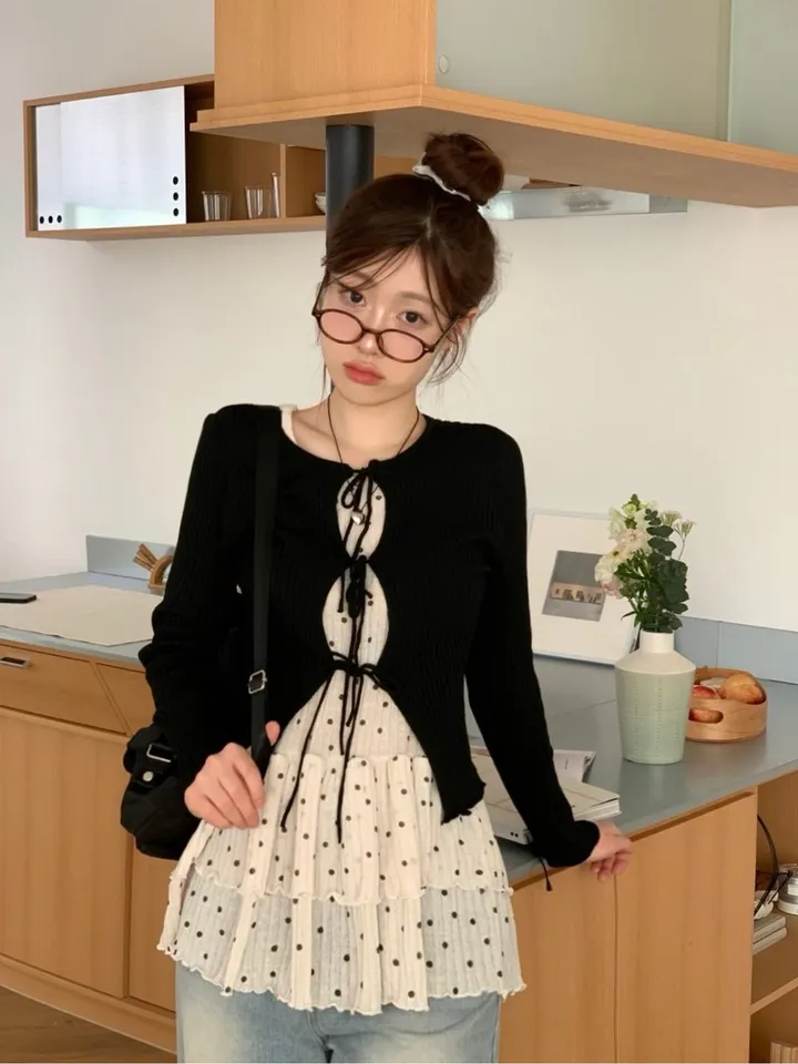 [리본스트랩ෆ허리쏘옥ෆ부드러워요]리제 여리 슬림핏 리본 트임 골지 니트 가디건 3color 상세 이미지 36